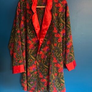 Floral Red and Green Women's Robe